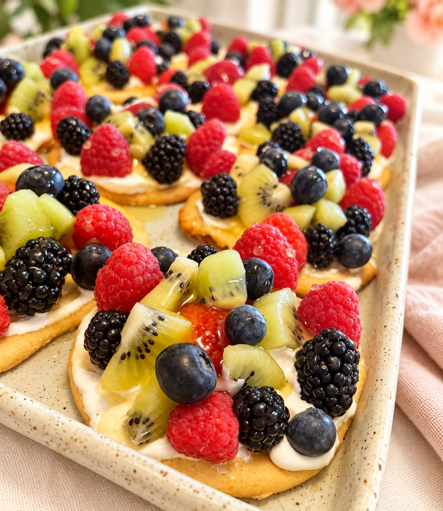 Fruit pizzas — supplied photograph with edited background
